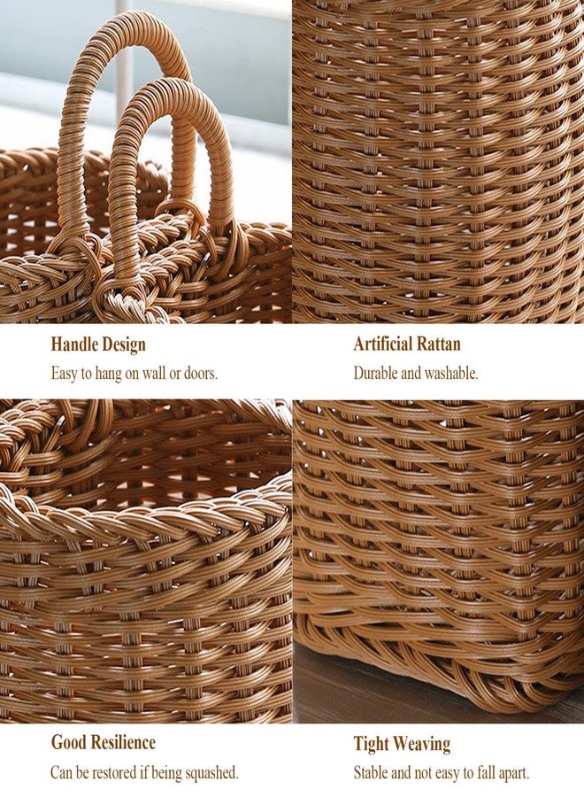 JWTIFOA Hanging Wall Basket Plastic Woven Front Door Basket, Decorative Door Baskets for Flowers Plants, Hanging Wicker Basket for Kitchenware Farmhouse - Image 4