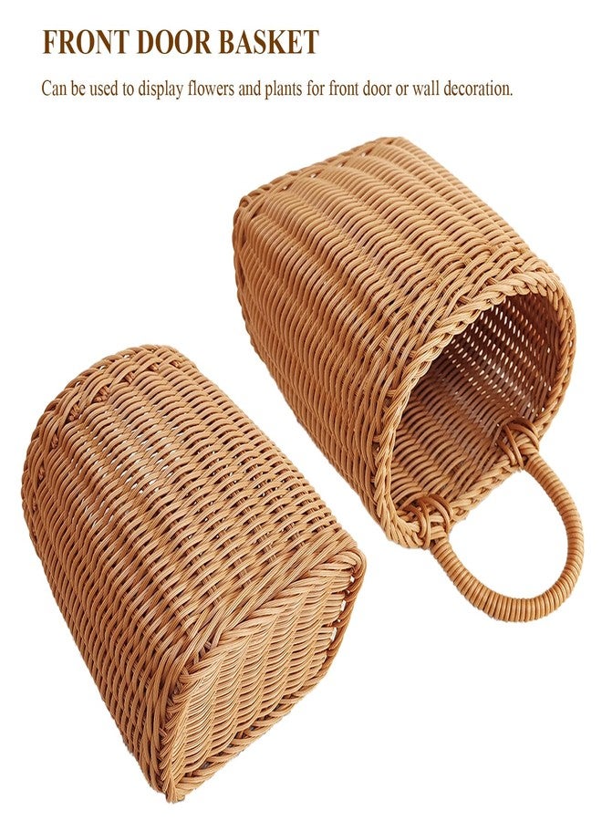 JWTIFOA Hanging Wall Basket Plastic Woven Front Door Basket, Decorative Door Baskets for Flowers Plants, Hanging Wicker Basket for Kitchenware Farmhouse - Image 3