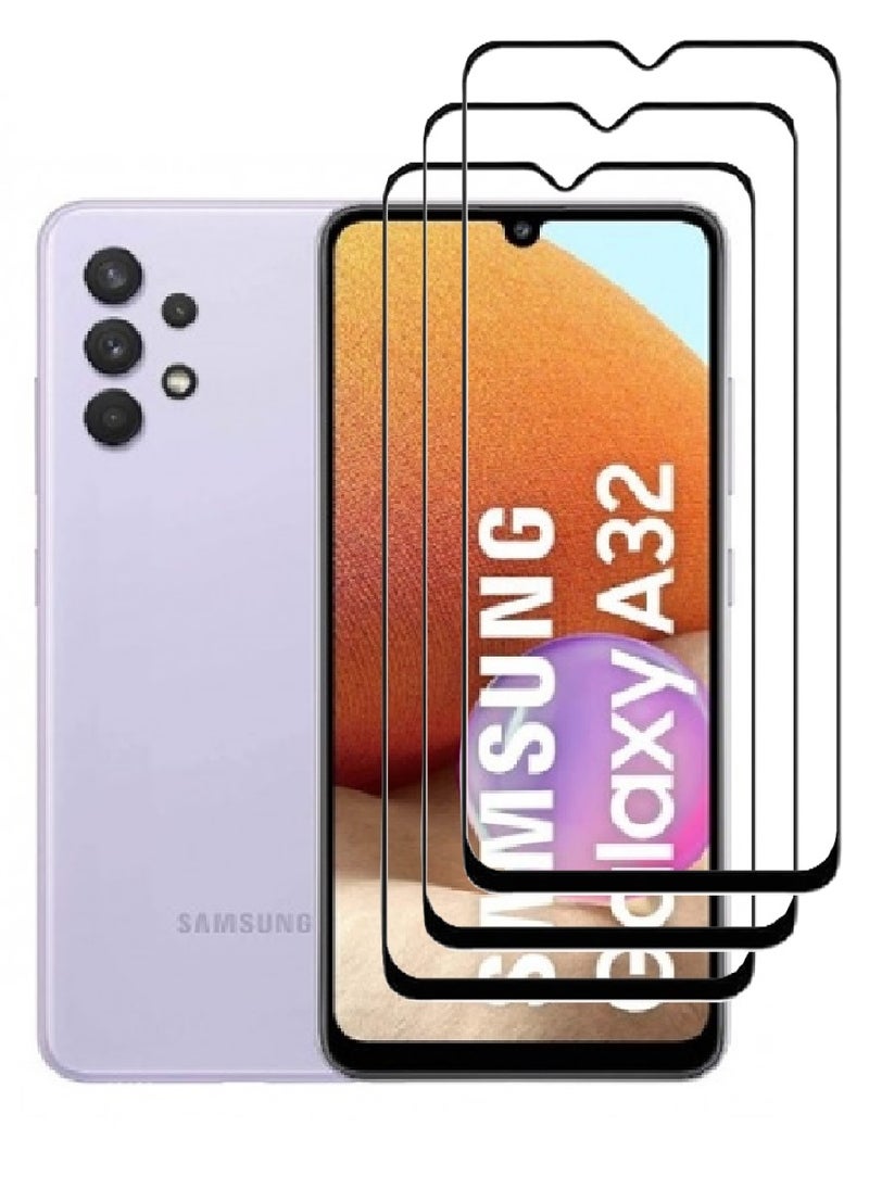 AINA 3 Pieces Tempered Glass Screen Protector 5D Designed For Samsung Galaxy A32 Full Glue Edge to Edge Full Screen Coverage And Bubble Free - Image 1