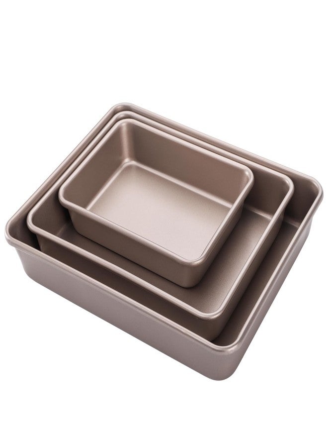 Dicunoy Set of 3 Deep Baking Pans, Nonstick Rectangle Cake Baking Sheet for Oven, Bakeware Bread Pans, Heavy Duty Carbon Steel Bread Tray, Bake Mold Turkey Roasting Pan, 8,10,12 inch - Image 3