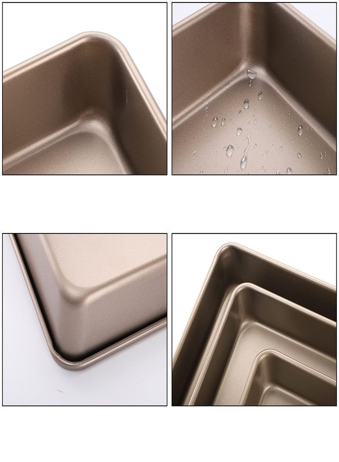 Dicunoy Set of 3 Deep Baking Pans, Nonstick Rectangle Cake Baking Sheet for Oven, Bakeware Bread Pans, Heavy Duty Carbon Steel Bread Tray, Bake Mold Turkey Roasting Pan, 8,10,12 inch - Image 5