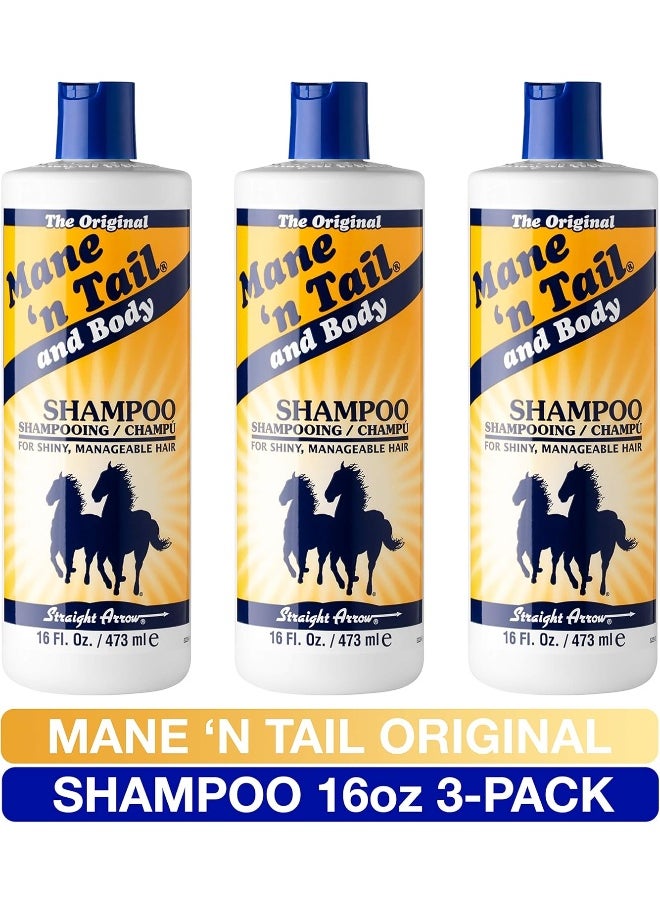 Mane 'n Tail Original Formula For Thicker Fuller Hair 16 Oz (3 Pack Shampoo), White  - Image 3