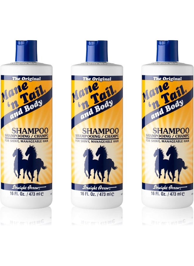 Mane 'n Tail Original Formula For Thicker Fuller Hair 16 Oz (3 Pack Shampoo), White  - Image 1