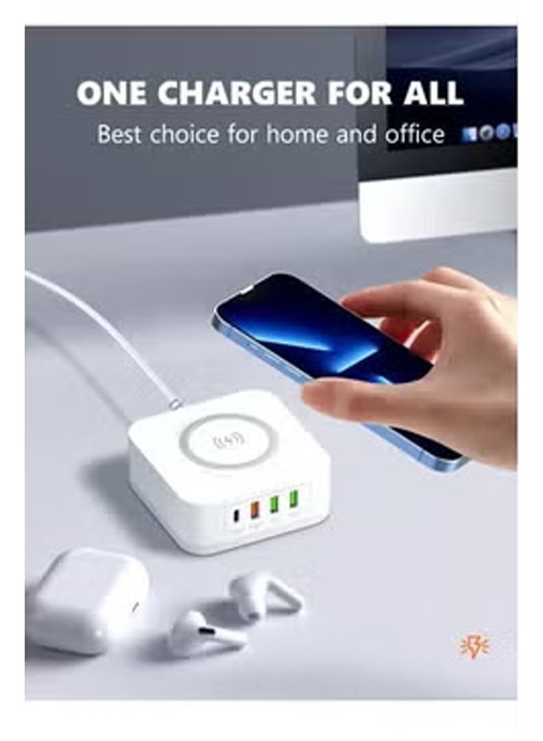 ELTRAZONE 32W Wireless Charger – 5-in-1 Multi-Device Wireless Charging Station with 15W Max Qi-Certified Wireless Charger, 20W USB-C Fast Charging Port, USB-A Outputs, Compatible with Smartphones, Tablets, Earbuds, Smartwatches, iPhone, Samsung, iPad, AirPods & More  - Image 4