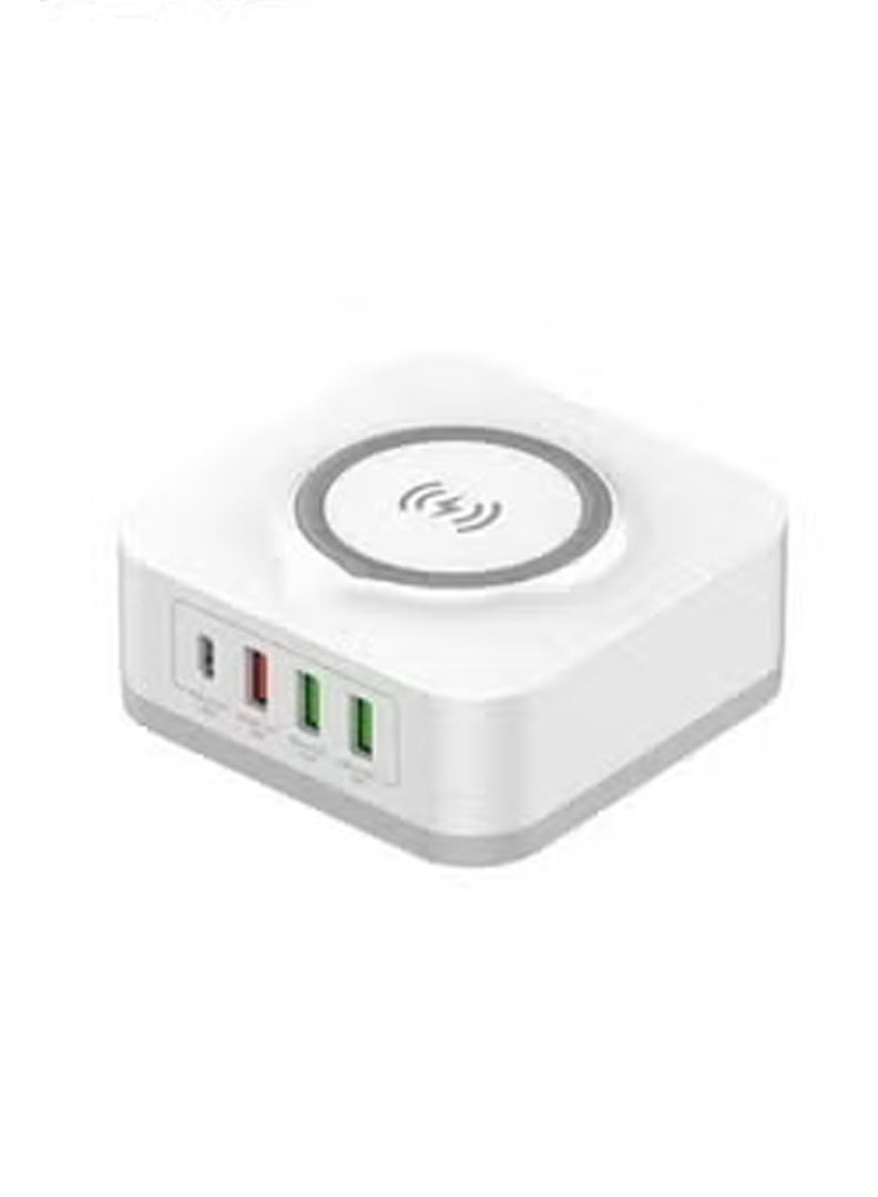 ELTRAZONE 32W Wireless Charger – 5-in-1 Multi-Device Wireless Charging Station with 15W Max Qi-Certified Wireless Charger, 20W USB-C Fast Charging Port, USB-A Outputs, Compatible with Smartphones, Tablets, Earbuds, Smartwatches, iPhone, Samsung, iPad, AirPods & More  - Image 1