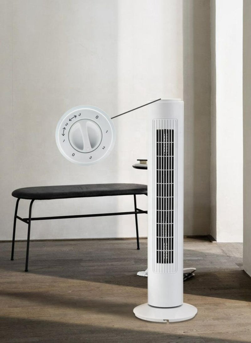 Denx Tower Fan With Ultra Powerful 60W Motor Remote Control 7.5 Hour Timer And 3 Cooling Fan Modes For Home And Office 30" Tower Fan White - Image 2