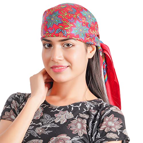 KETKAR Women Winter Woolen Headwear Fashion Printing |Head Scarf Winter caps for Girls_Free Size(Pack of 02,Red and Green) - Image 4