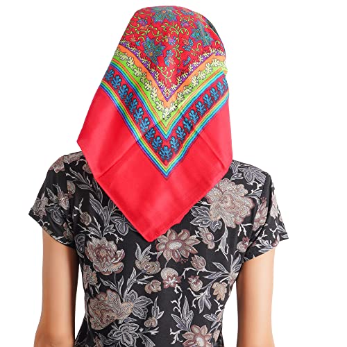 KETKAR Women Winter Woolen Headwear Fashion Printing |Head Scarf Winter caps for Girls_Free Size(Pack of 02,Red and Green) - Image 3