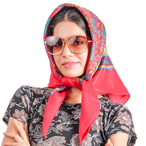 KETKAR Women Winter Woolen Headwear Fashion Printing |Head Scarf Winter caps for Girls_Free Size(Pack of 02,Red and Green) - Image 2