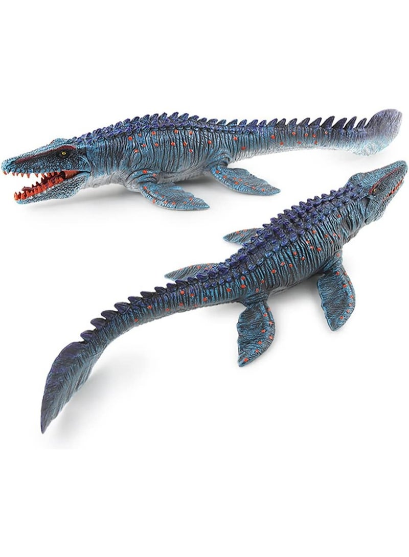 HALAMODO Mosasaurus Animal Model With Movable Jaw - Realistic Marine Creature Statue, Realistic Deep Sea Monster Toy, Children'S Bath Pool Water Toy, Birthday Party Gift, Dinosaur Era Ocean Collection Decor, Early Science Educational and Collectible Dinosaur Toys , Blue , 34*12.5*5.5 Cm - Image 2