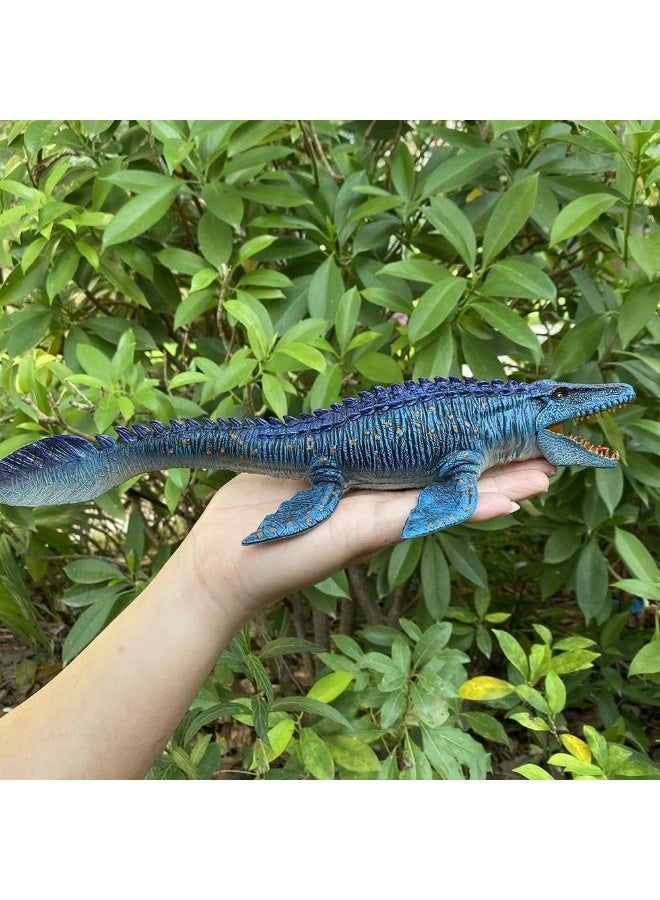 HALAMODO Mosasaurus Animal Model With Movable Jaw - Realistic Marine Creature Statue, Realistic Deep Sea Monster Toy, Children'S Bath Pool Water Toy, Birthday Party Gift, Dinosaur Era Ocean Collection Decor, Early Science Educational and Collectible Dinosaur Toys , Blue , 34*12.5*5.5 Cm - Image 5