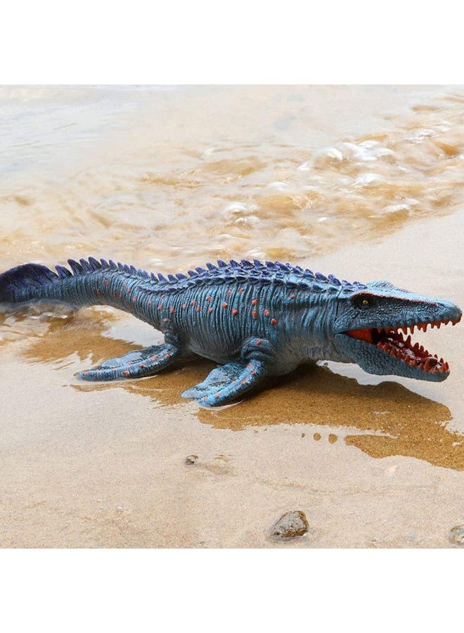 HALAMODO Mosasaurus Animal Model With Movable Jaw - Realistic Marine Creature Statue, Realistic Deep Sea Monster Toy, Children'S Bath Pool Water Toy, Birthday Party Gift, Dinosaur Era Ocean Collection Decor, Early Science Educational and Collectible Dinosaur Toys , Blue , 34*12.5*5.5 Cm - Image 4
