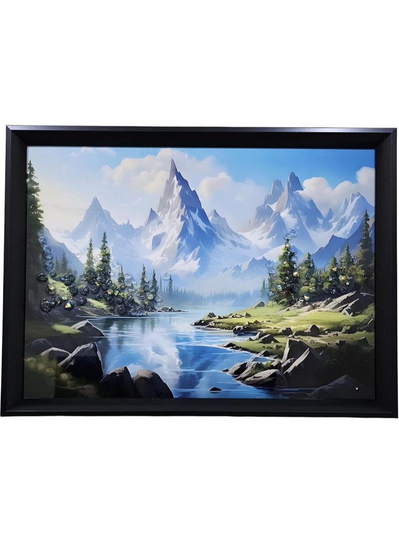 Crystal-inlaid landscape wall art, 24x33cm - Image 2
