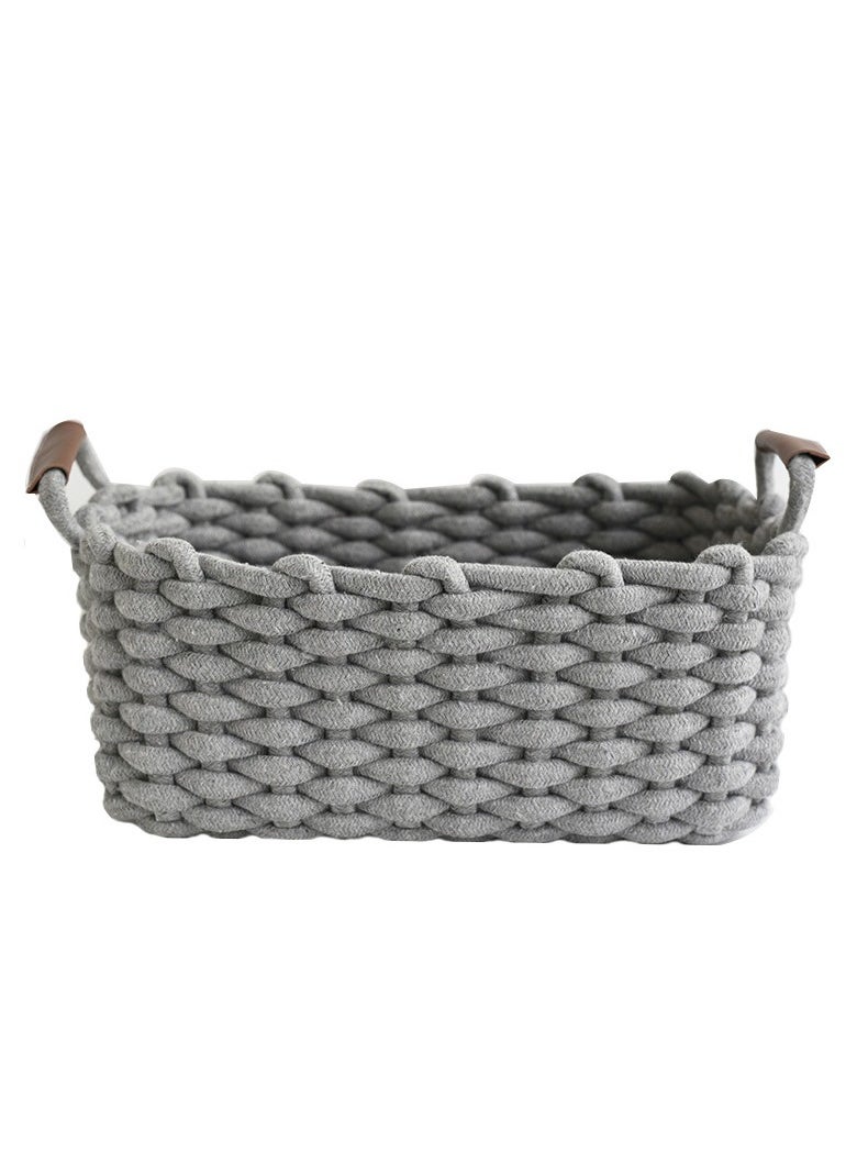 General Fashion Hand-Woven Thick Cotton Rope Cosmetics Storage Box - Porch Lipstick Snack Key Organizer Desktop Storage Box (3pcs)  - Image 1