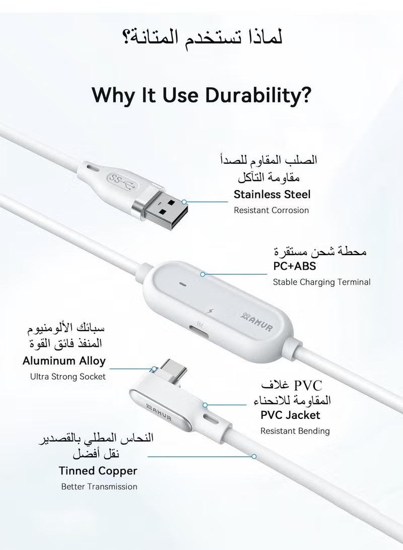 AMVR meta quest 3 Link Cable 16FT(5M) Charging Link Cable Compatible with Meta Quest 3/3S/Pico 4 - Data Line with Separate Fast Charging Port, High-Speed Max 5Gbps Transfer to PCVR/SteamVR, Play While Charger - Image 4