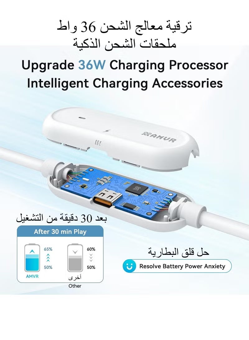 AMVR meta quest 3 Link Cable 16FT(5M) Charging Link Cable Compatible with Meta Quest 3/3S/Pico 4 - Data Line with Separate Fast Charging Port, High-Speed Max 5Gbps Transfer to PCVR/SteamVR, Play While Charger - Image 3