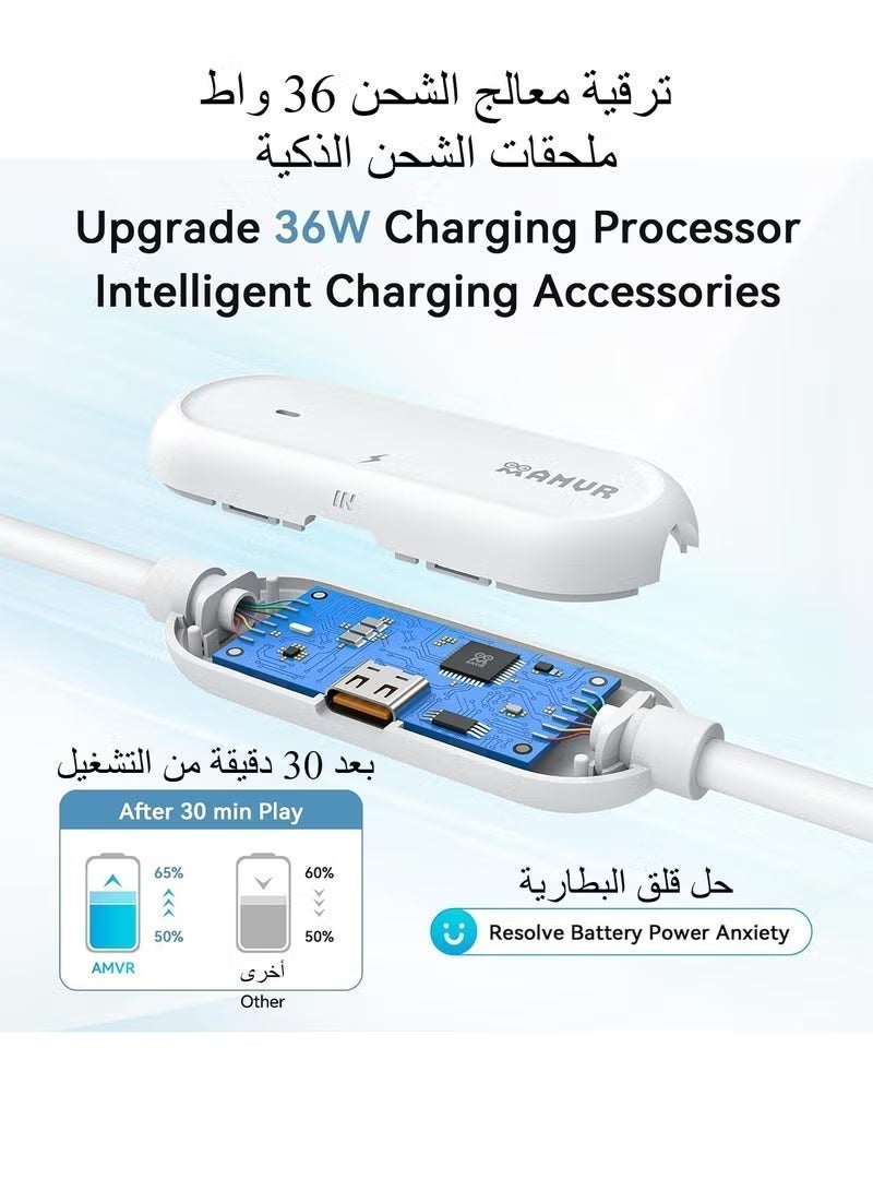 AMVR Meta Quest 3 Link Cable 16FT (5M) Fast Charging VR Cable Compatible with Meta Quest 3/3S/2 & Pico 4, USB 3.0 5Gbps PCVR SteamVR Cable with Separate Charging Port, Play While Charging - Image 4