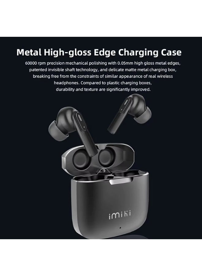 Imiki MT2 Wireless Earphones – Bluetooth 5.3 In-Ear Sports Headset with Dual-Mic ENC Noise Reduction, 300mAh Charging Case, IPX4 Waterproof Earbuds – Black  - Image 3