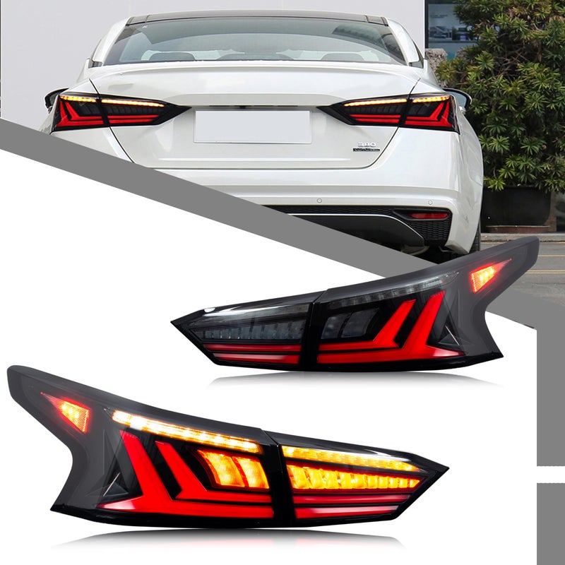 glistuning LED Tail Light compatible with 2019 2020 2021 2022 2023 Nissan Altima Rear Lamps Startup Animation Assembly Black