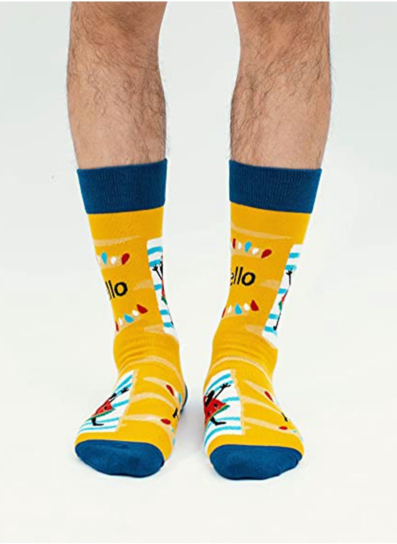 KASTWAVE - 6 PCS Cotton Soft Funny Dress Socks for Men Women Funky Casual Crazy Colorful Patterned Fruit Cartoon Cool Novelty Crew Pack Art Animal Space MultiPack - Image 1