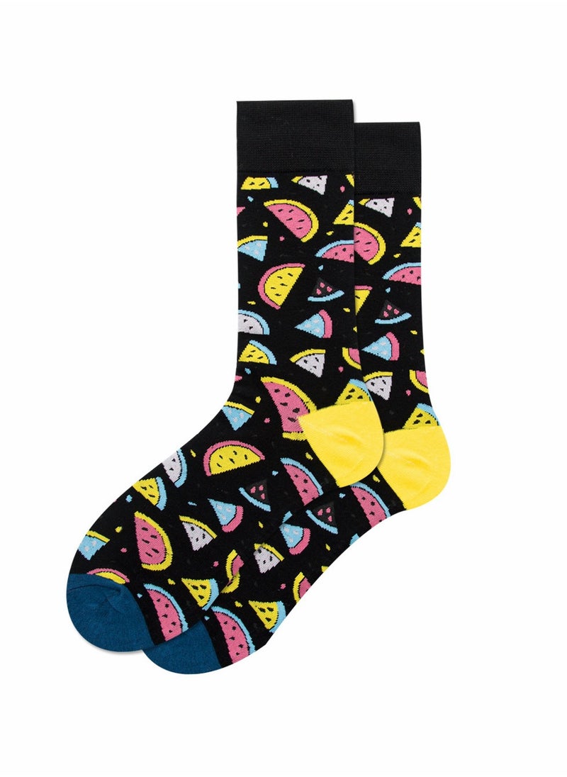 KASTWAVE - 6 PCS Cotton Soft Funny Dress Socks for Men Women Funky Casual Crazy Colorful Patterned Fruit Cartoon Cool Novelty Crew Pack Art Animal Space MultiPack - Image 1