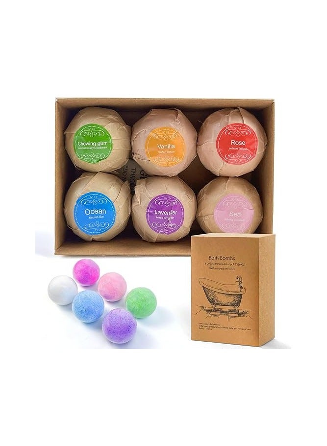 Bath Bombs Gift 6 Pack, Bath Bombs Large Organic  Natural Essential Oil Handmade Bath Bombs Gift Set Moisturize Dry Skin Bath Bombs - Image 1