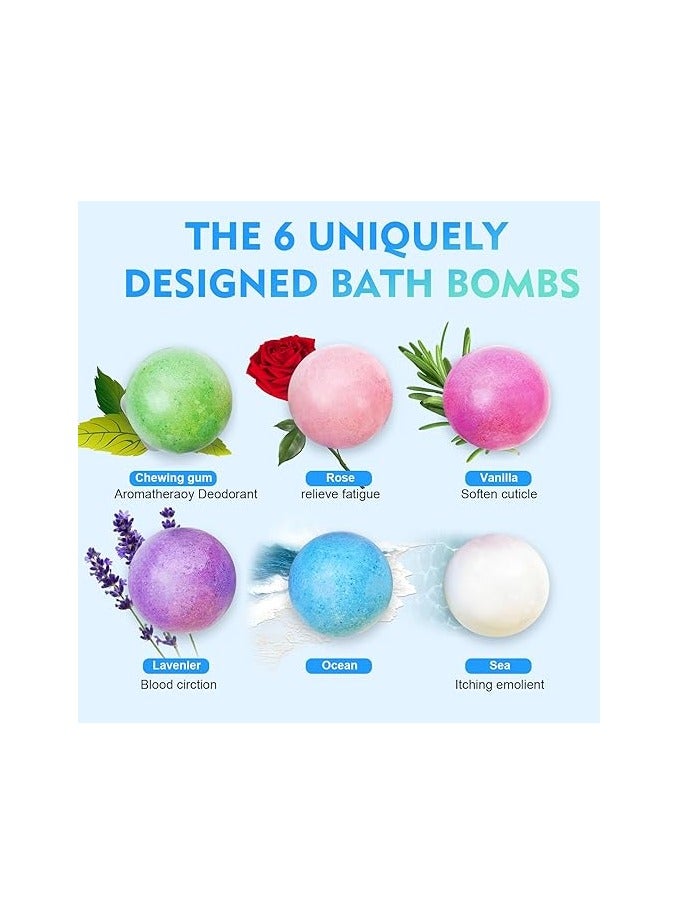 Bath Bombs Gift 6 Pack, Bath Bombs Large Organic  Natural Essential Oil Handmade Bath Bombs Gift Set Moisturize Dry Skin Bath Bombs - Image 3