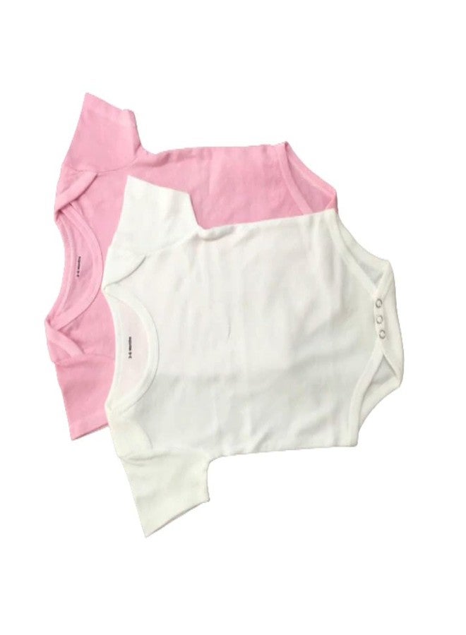 MOJOPANDA Organic Cotton Romper for Infant set of 2 | White & Pink - Image 4