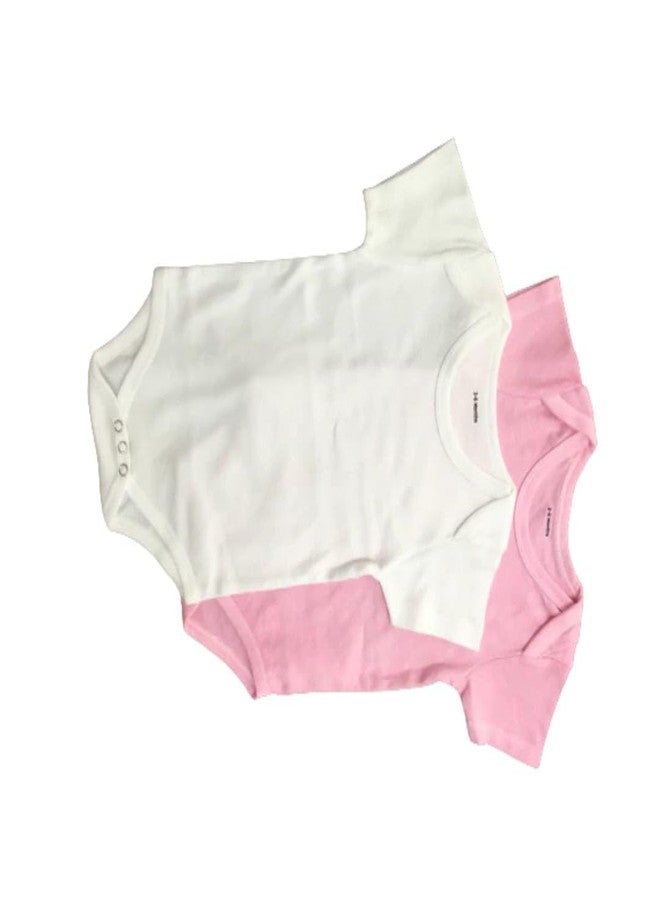 MOJOPANDA Organic Cotton Romper for Infant set of 2 | White & Pink - Image 2