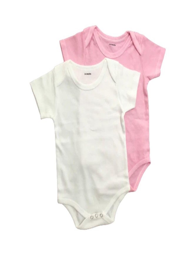 MOJOPANDA Organic Cotton Romper for Infant set of 2 | White & Pink - Image 1