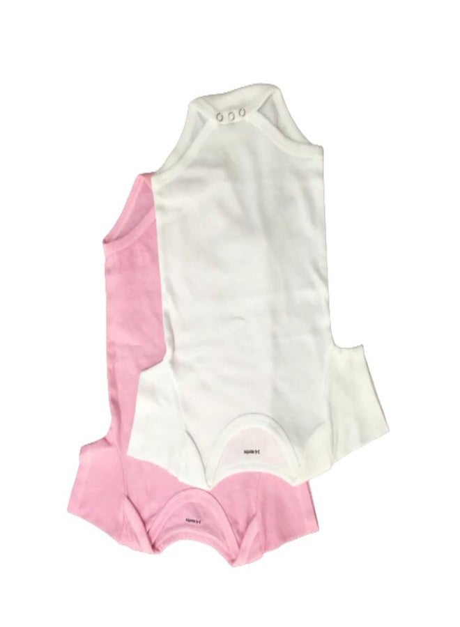 MOJOPANDA Organic Cotton Romper for Infant set of 2 | White & Pink - Image 3