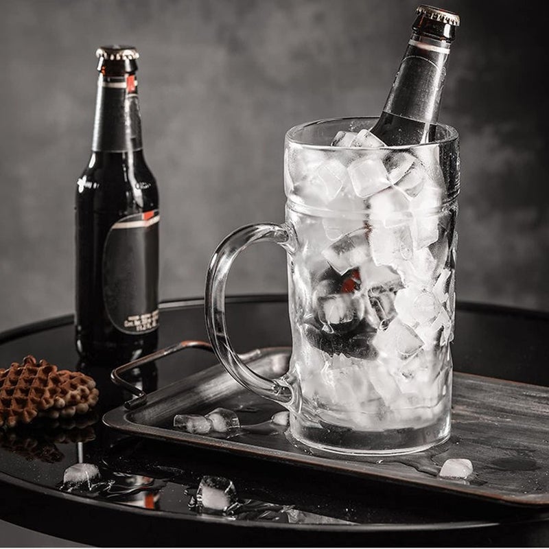 BINZO Glass Big 1300ml 1000 ml 600 ml Extra Large Jumbo Size Beer Mugs with Handle Multipurpose Mug for Milk Juice Oversize German Beer Stein Glasses 1300 ML 2 - Image 3