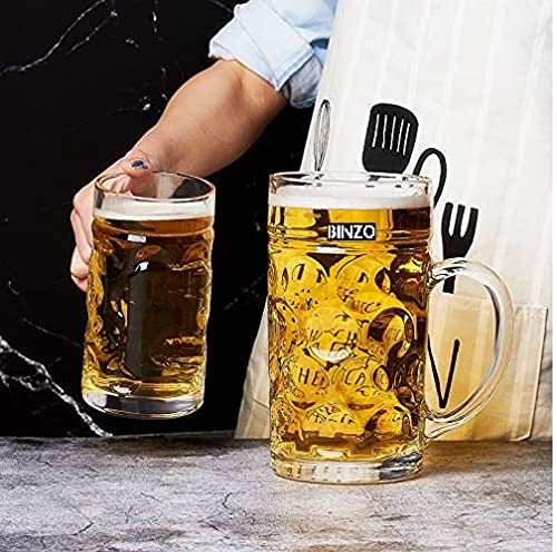 BINZO Glass Big 1300ml 1000 ml 600 ml Extra Large Jumbo Size Beer Mugs with Handle Multipurpose Mug for Milk Juice Oversize German Beer Stein Glasses 1300 ML 2 - Image 4