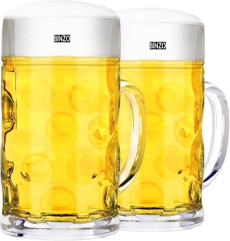 BINZO Glass Big 1300ml 1000 ml 600 ml Extra Large Jumbo Size Beer Mugs with Handle Multipurpose Mug for Milk Juice Oversize German Beer Stein Glasses 1300 ML 2 - Image 1