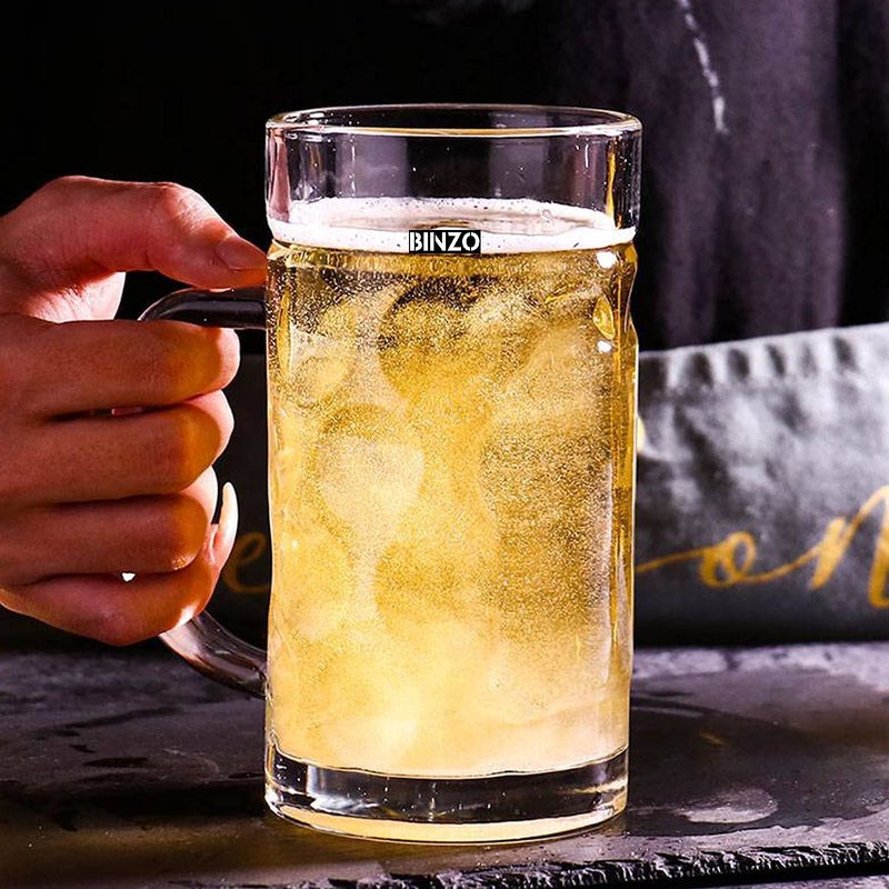 BINZO Glass Big 1300ml 1000 ml 600 ml Extra Large Jumbo Size Beer Mugs with Handle Multipurpose Mug for Milk Juice Oversize German Beer Stein Glasses 1300 ML 2 - Image 5