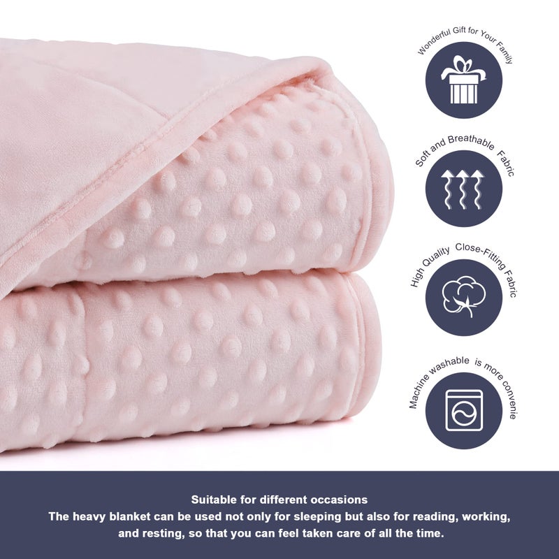 Alomidds Weighted Blanket (60"x80",15lbs Queen Size - Pink), Weighted Blankets for Adults, Cooling Breathable Soft and Comfort Minky, Heavy Blanket Microfiber Material with Glass Beads - Image 3