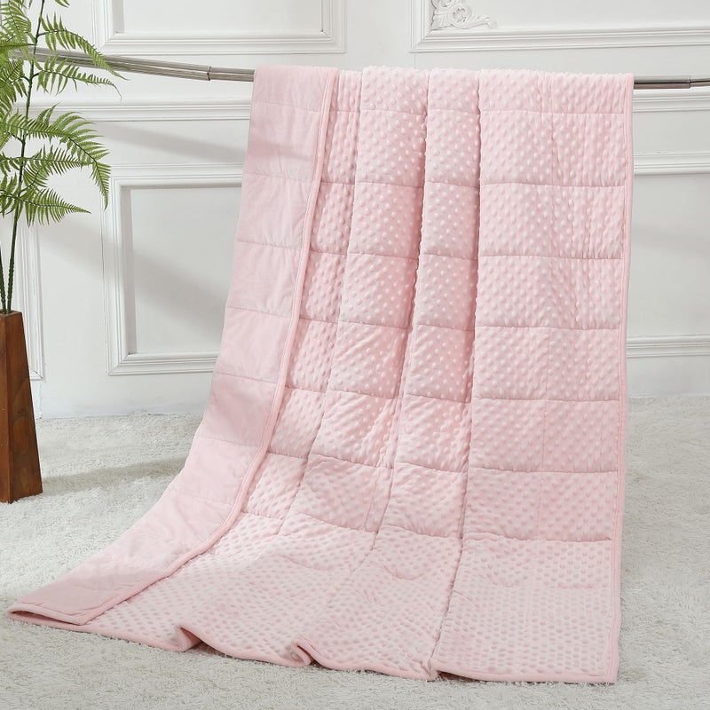 Alomidds Weighted Blanket (60"x80",15lbs Queen Size - Pink), Weighted Blankets for Adults, Cooling Breathable Soft and Comfort Minky, Heavy Blanket Microfiber Material with Glass Beads - Image 1