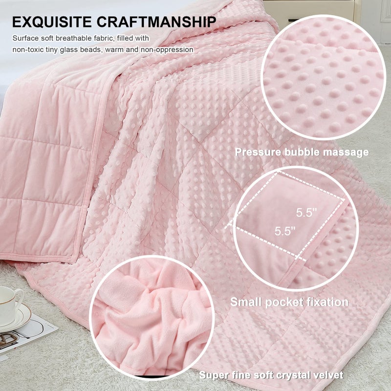 Alomidds Weighted Blanket (60"x80",15lbs Queen Size - Pink), Weighted Blankets for Adults, Cooling Breathable Soft and Comfort Minky, Heavy Blanket Microfiber Material with Glass Beads - Image 4
