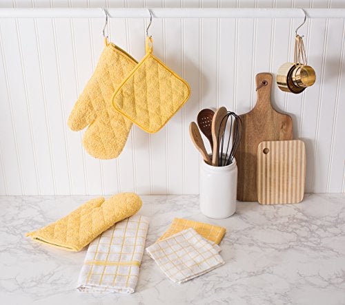 DII Basic Terry Collection Quilted 100% Cotton, Potholder, Yellow, 3 Piece - Image 3