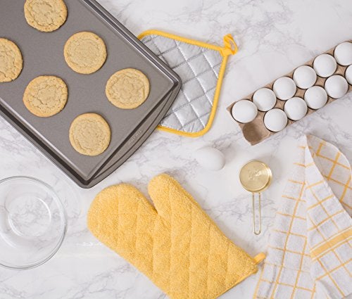 DII Basic Terry Collection Quilted 100% Cotton, Potholder, Yellow, 3 Piece - Image 4