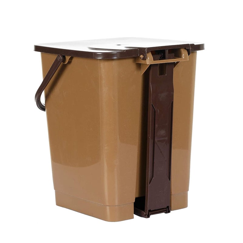Kuber Industries Step-On Pedal Dustbin With Lid|Plastic Dustbin for Kitchen, Bedroom, Bathroom|Heavy Duty Waste Bin|Pack of 2 (Brown) - Image 4