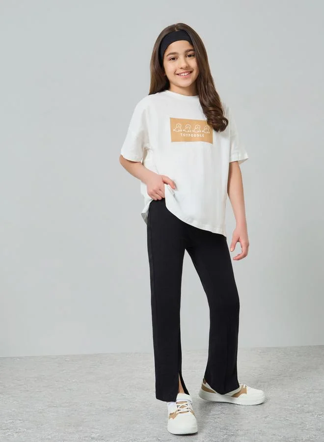 Take Two Teen Girls White Cotton Graphic Relaxed T-Shirt