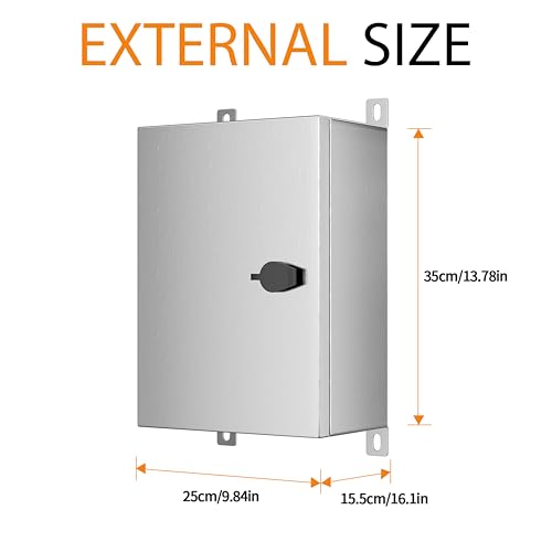 KWONONG Stainless Steel Enclosure, IP65 Waterproof Electrical Box for Indoor and Outdoor Projects, Includes Mounting Plate and Wall Bracket 350×250×150mm (14"×10"×6") - Image 5