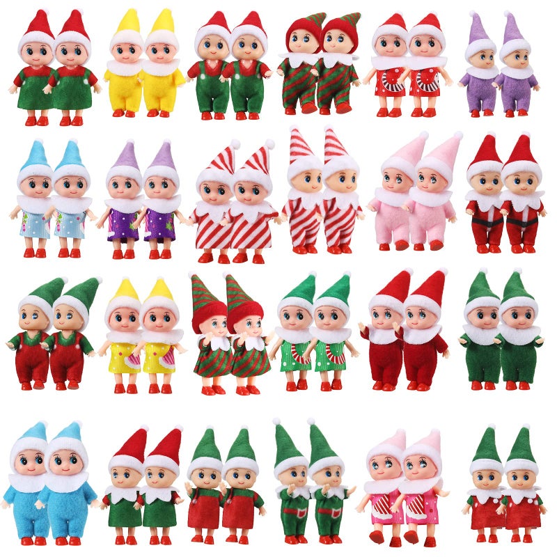 Leitee Tiny Elf Toy Mini Elf Plush Miniature Decoration Gift for Christmas New Year Stuffed Stocking 24 Pcs - Image 3