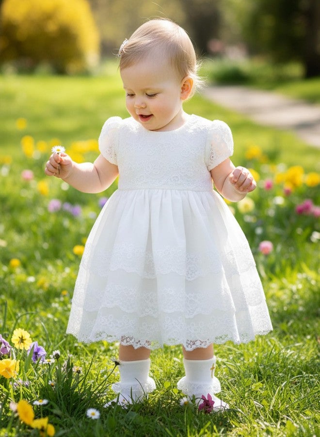 hakugoo Baptism Socks for Baby Newborn White Turn Cuff Cross Socks,Ruffle Cotton Sock Christening Outfits for Girls 0-6M - Image 2