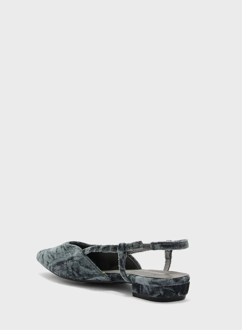 Ginger Velvet Square Toe Ankle Strap Ballerina