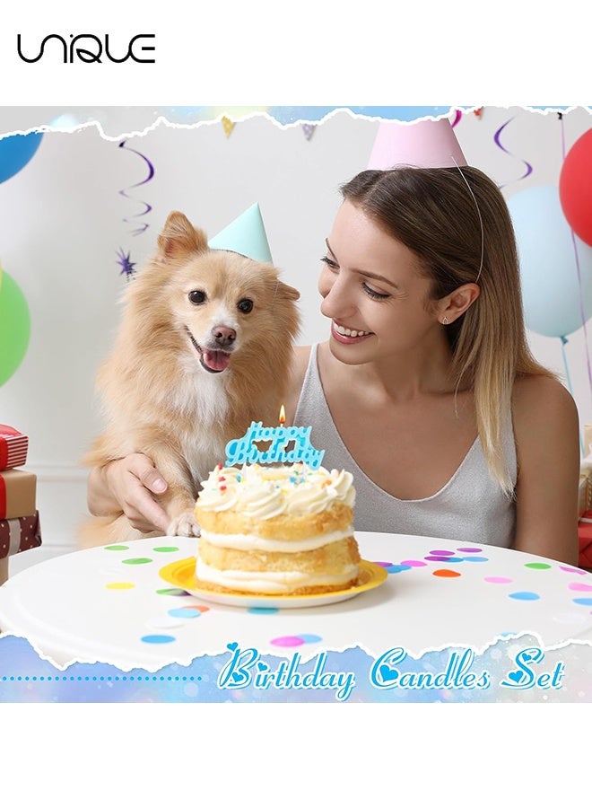 يونيك مجموعة شموع 11 قطعة - شمعة رفيعة قصيرة قطر 2.95 بوصة بشكل لولبي - شمعة عيد ميلاد لتزيين الكعك - مزين للكيك واحتفالات أعياد الميلاد - لتزيين الكيك واحتفالات الحفلات (أزرق) - Image 3