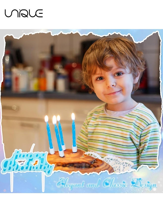 يونيك مجموعة شموع 11 قطعة - شمعة رفيعة قصيرة قطر 2.95 بوصة بشكل لولبي - شمعة عيد ميلاد لتزيين الكعك - مزين للكيك واحتفالات أعياد الميلاد - لتزيين الكيك واحتفالات الحفلات (أزرق) - Image 4