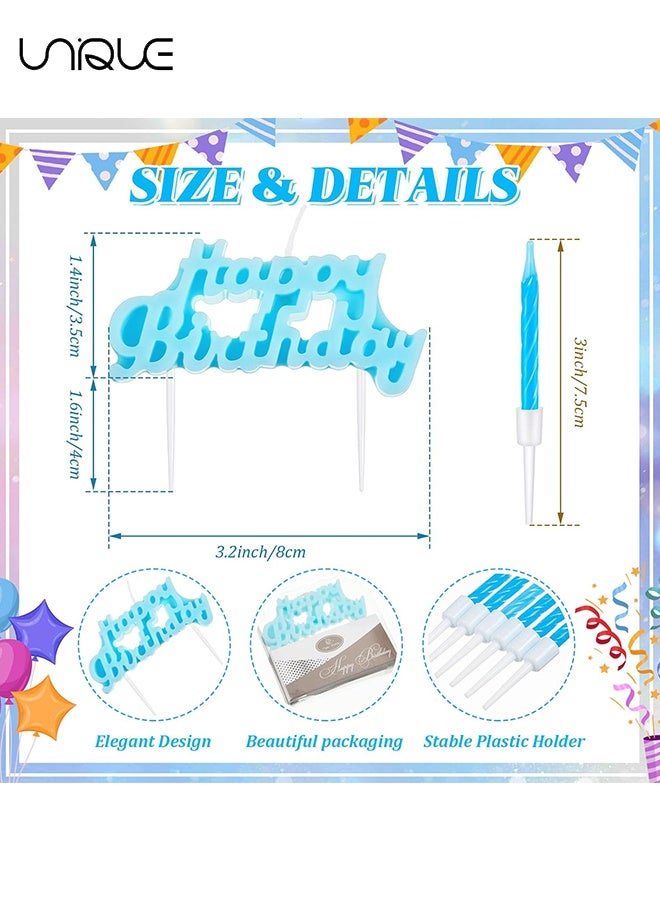 يونيك مجموعة شموع 11 قطعة - شمعة رفيعة قصيرة قطر 2.95 بوصة بشكل لولبي - شمعة عيد ميلاد لتزيين الكعك - مزين للكيك واحتفالات أعياد الميلاد - لتزيين الكيك واحتفالات الحفلات (أزرق) - Image 2