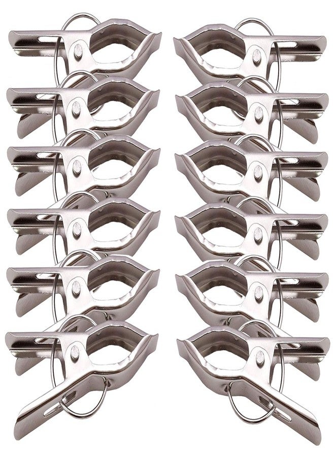 Kuber Industries Stainless Steel Cloth Drying Pegs/Clips Set of 12 Pcs/Silver - Image 1